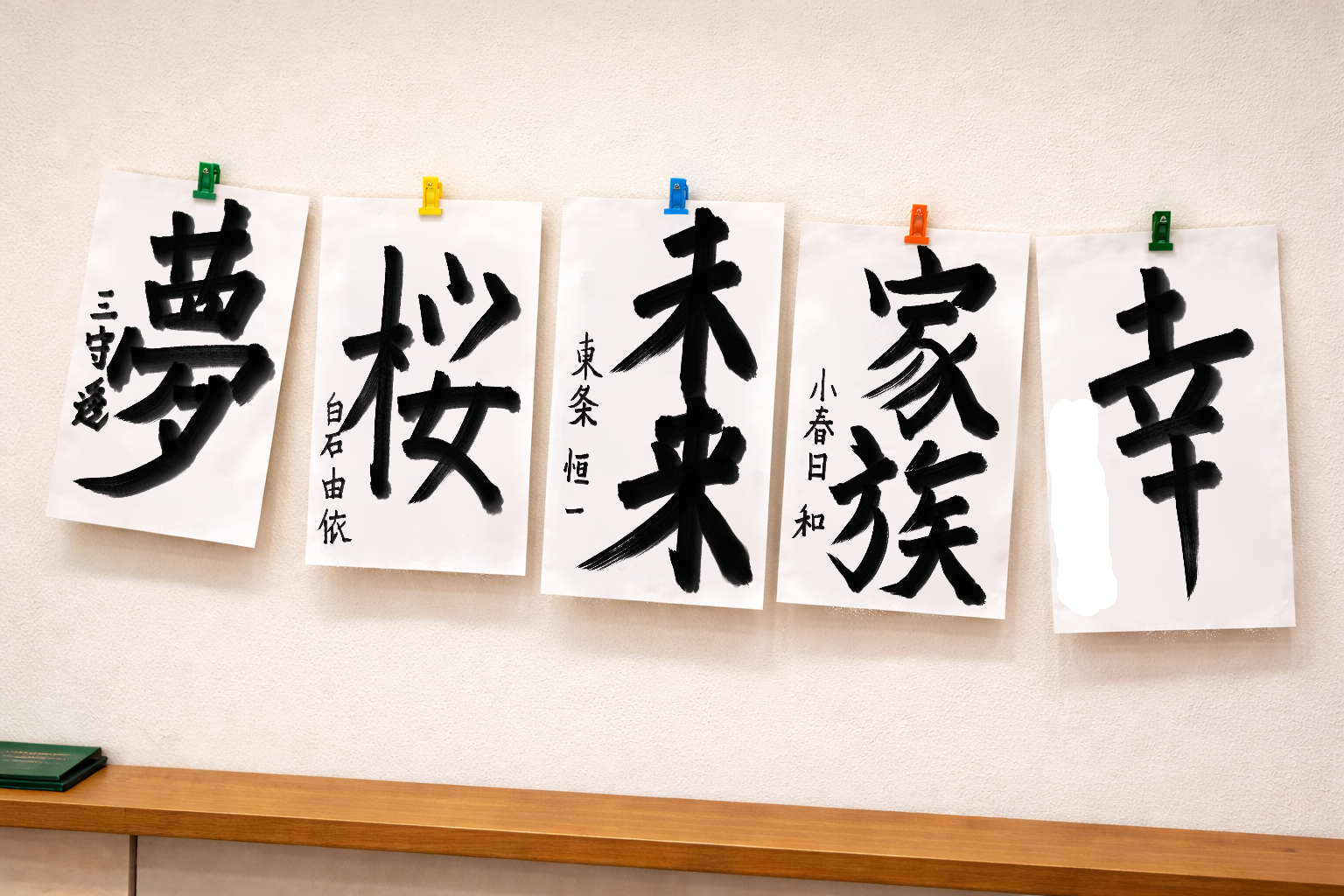 みんなで頑張って書いた習字